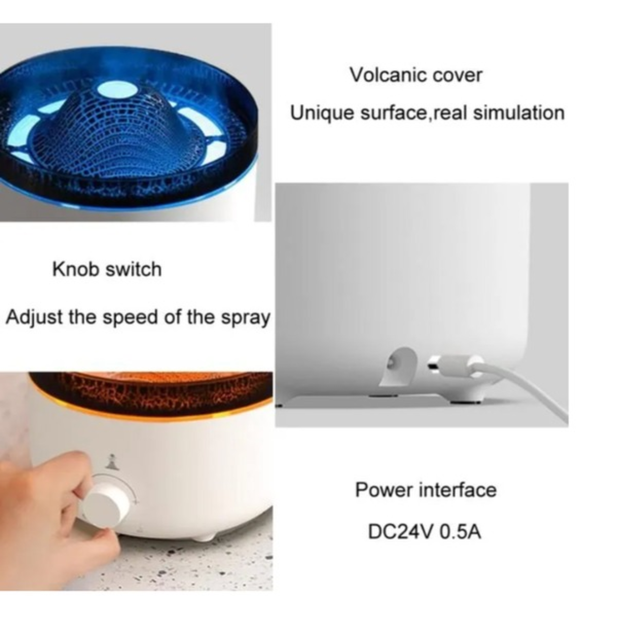 HUMIDIFICADOR DIFUSOR DE AROMAS VOLCÁN 560ML