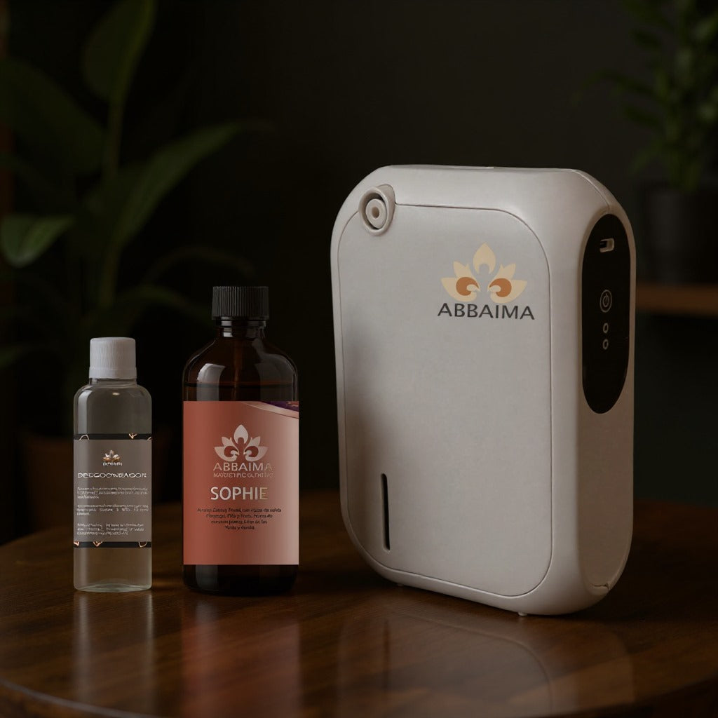 DIFUSOR MINI CON BLUETOOTH + 100 ESENCIA + 30ML DESODORIZADOR