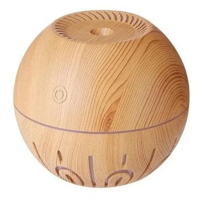 DIFUSOR HUMIDIFICADOR AMBIENTADOR REDONDO EN MADERA BOLA GRANO LUZ L5
