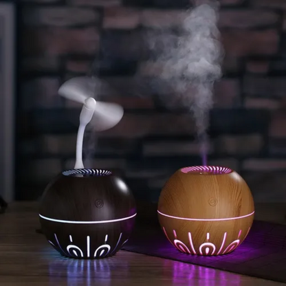 DIFUSOR HUMIDIFICADOR AMBIENTADOR REDONDO EN MADERA BOLA GRANO LUZ L5